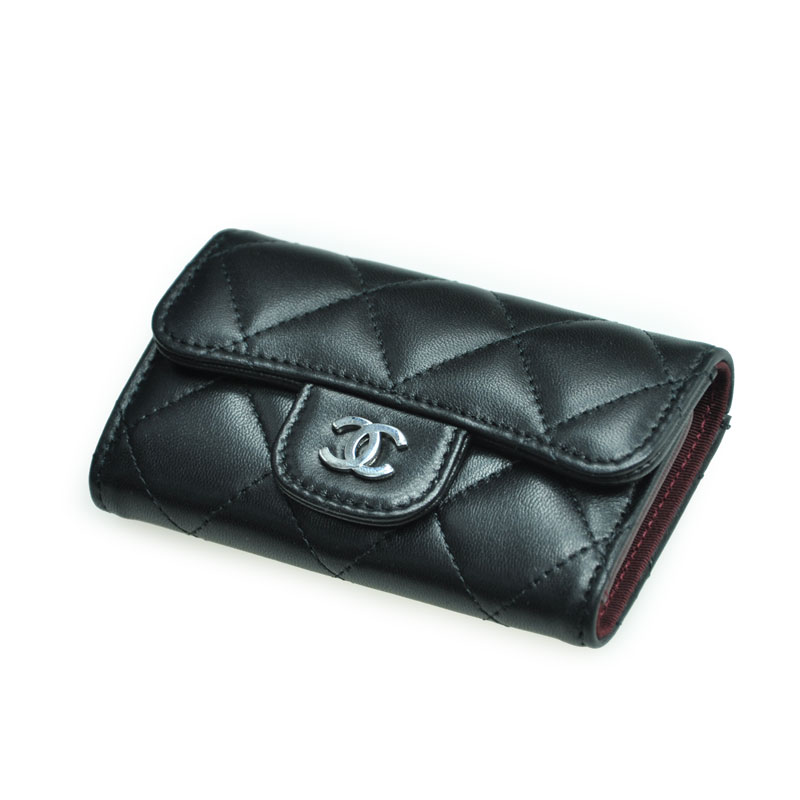 全新chanel 香奈儿 钥匙包 a31503l blk ss 羊皮 黑色