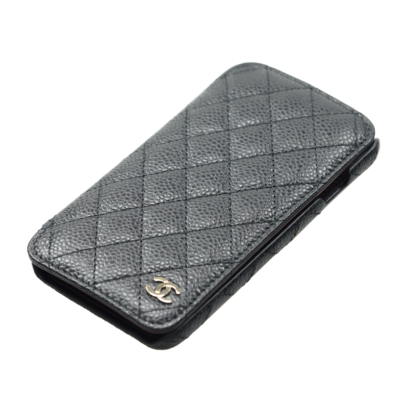 NEW CHANEL IPHONE CASE A80762 CALFSKIN BLACK
