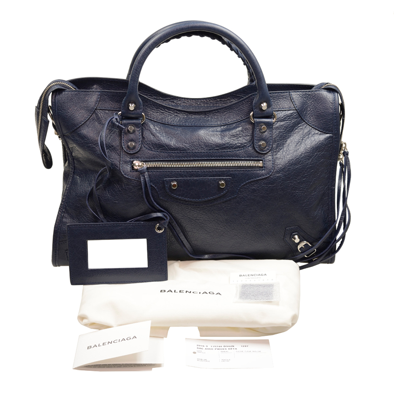 NEW BALENCIAGA HANDBAG 115748 D94JN 4012 LAMBSKIN DARK BLUE