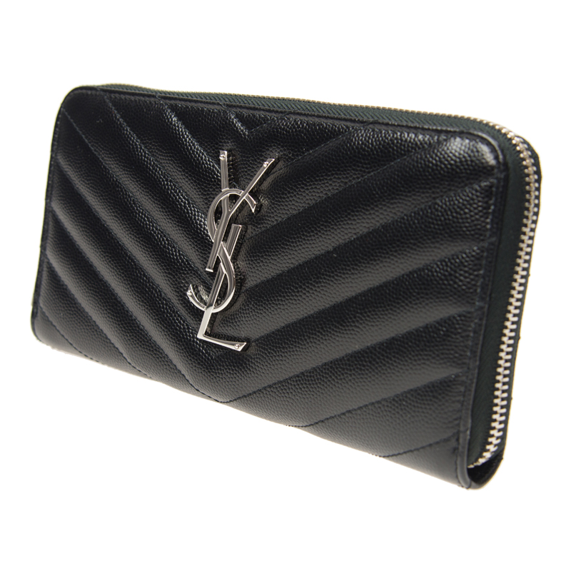 NEW YSL SAINT LAURENT WALLETS 358094 BOW02 1000 LONG ZIPPER