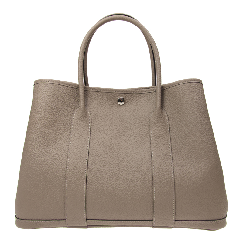 NEW HERMES HANDBAGS GARDEN PARTY 36 M8 HANDBAG GRIS ASPHALTE