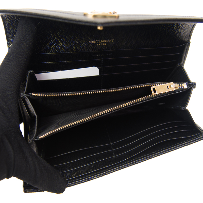 SAINT LAURENT PARIS｜LONG WALLETS (372264 AAA44 1000) NEW YSL SAINT LAURENT WALLETS 372264 BOW01 1000 LONG BUTTON