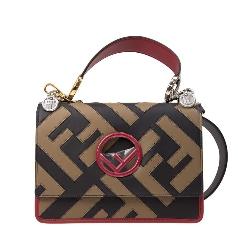 全新fendi 芬迪 手袋 8bt284 a44p f141p 牛皮 啡色/黑色