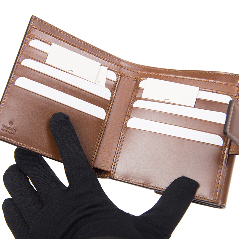 全新gucci 古驰 短身折叠款银包 410104 klqhg 8526 pvc 啡色