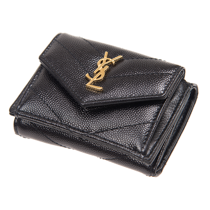 小物 SAINT LAURENT 505118-BOWA1-1000 訳あり ロゴ部分メッキ剥がれ サンローラン パリ 三つ折り財布