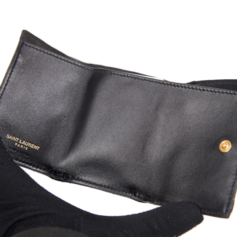 小物 SAINT LAURENT 505118-BOWA1-1000 NEW YSL SAINT LAURENT WALLETS 505118 BOWA1 1000 SHORT BUTTON