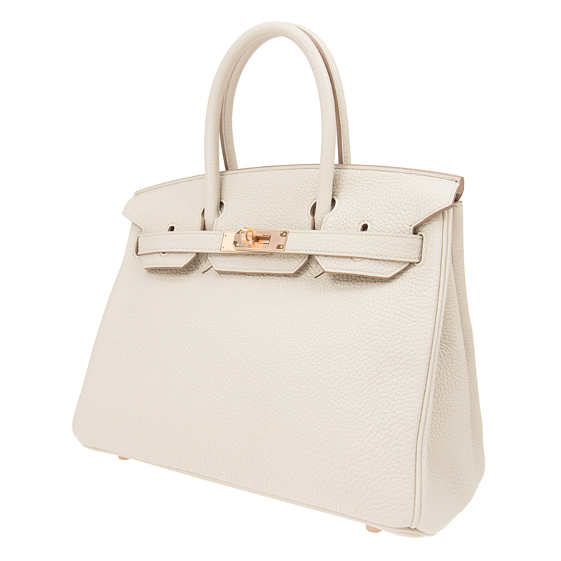 全新hermes 爱马仕 手袋 birkin 30 8l 米白色 togo 金扣