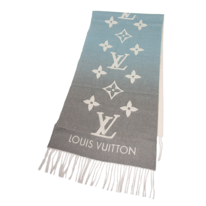 NEW LOUIS VUITTON SCARF M70868 WOOL LIGHT BLUE/PINK
