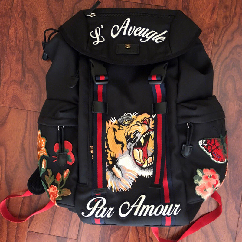 Tiger Gucci Backpack Men NEW GUCCI HANDBAGS TECHNO 429037 K1NAX