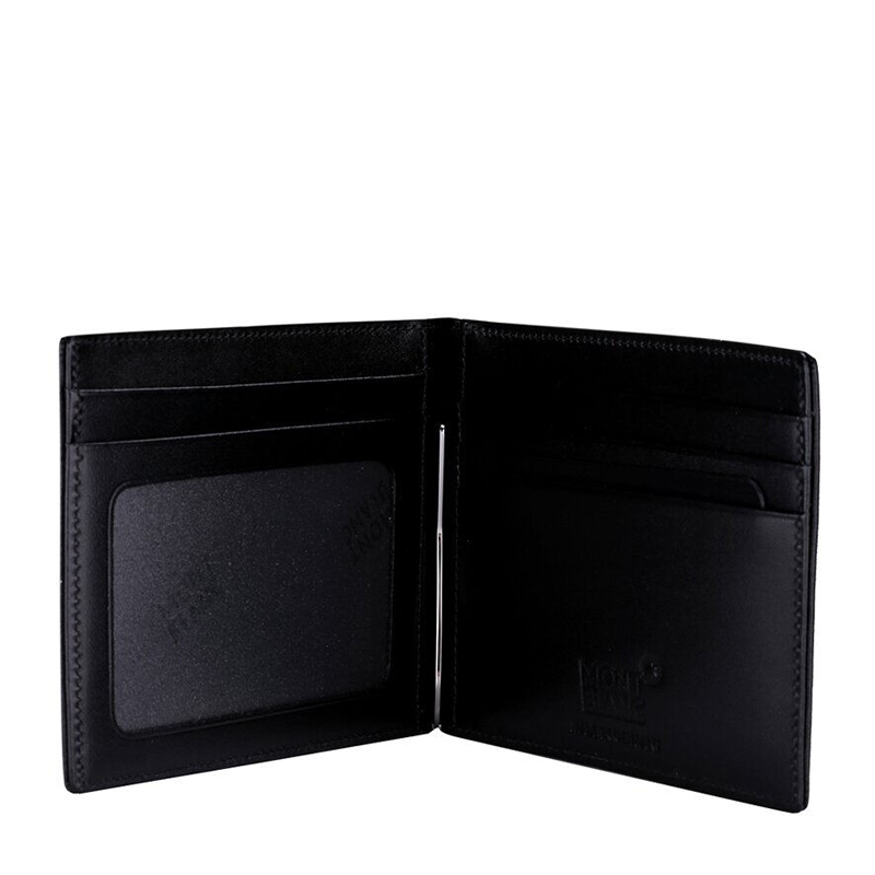 NEW MONTBLANC SHORT FOLD WALLET 108945 CALFSKIN BLACK