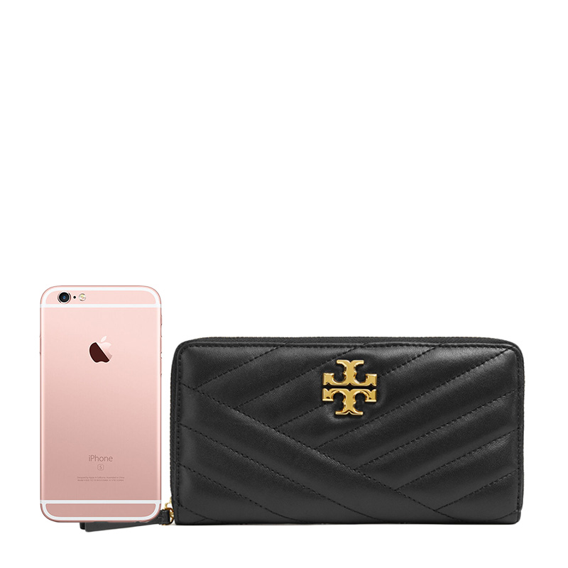 NEW TORY BURCH LONG ZIPPER WALLET 56605 001 CALFSKIN BLACK