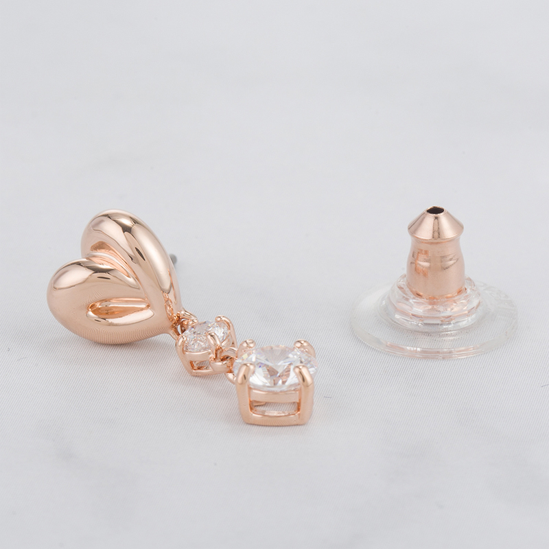 NEW SWAROVSKI LIFELONG HEART EARRING 5517942 ROSE GOLD PLATED SILVER