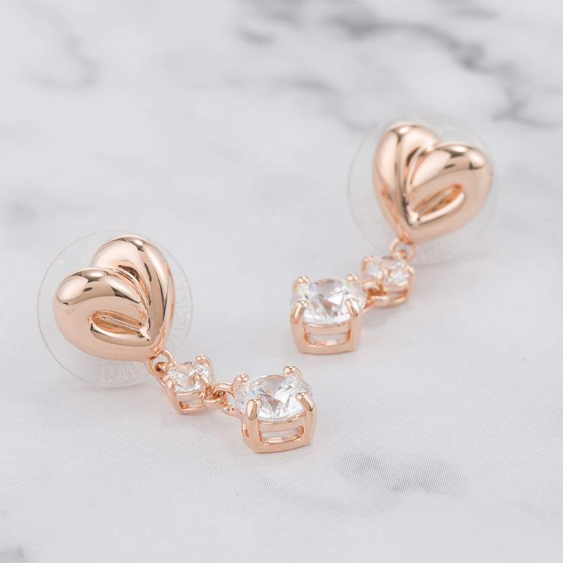 NEW SWAROVSKI LIFELONG HEART EARRING 5517942 ROSE GOLD PLATED SILVER