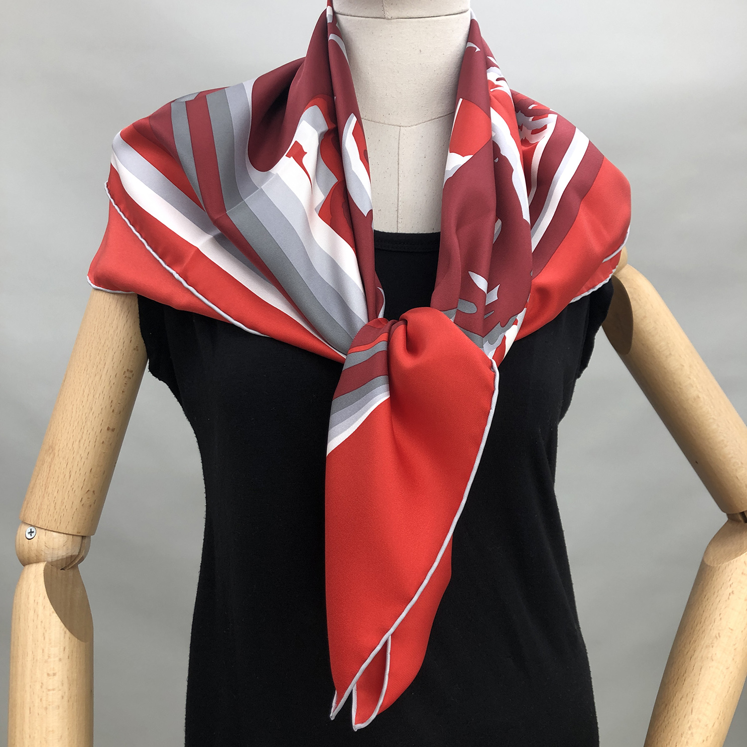 NEW HERMES SCARF BRIDES DE GALA 90CM SILK RED