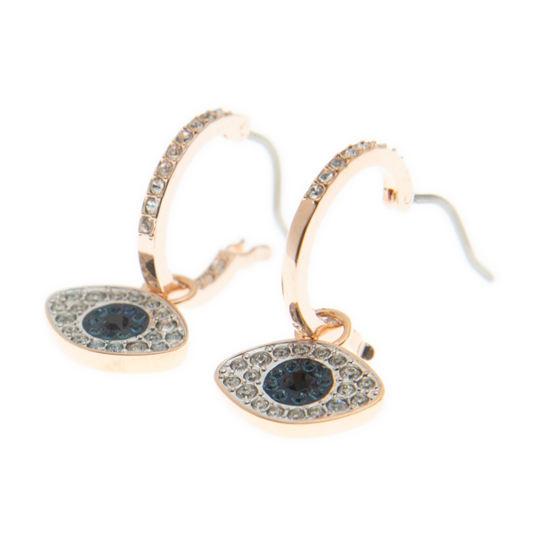 MUSECLOUD Evil Eye イヤリング レディース ホワイトゴールド メッキ 925 スターリング シルバー イービル アイ スタッド イヤリング ミニマリスト ブルー CZ