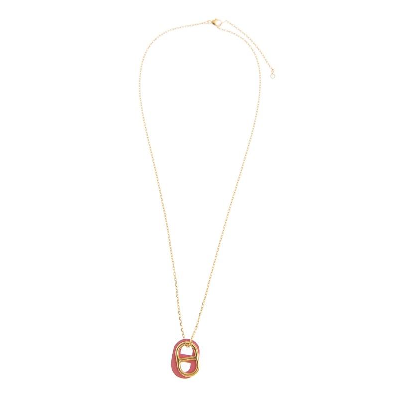 NEW HERMES O'MAILLON NECKLACE 8W/GP PINK METAL