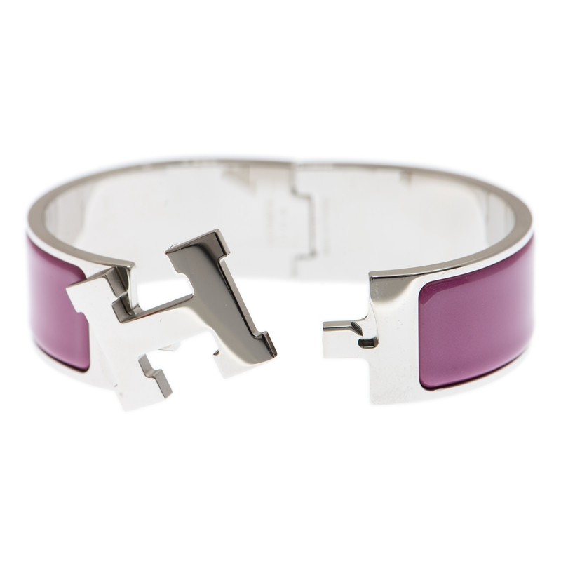 NEW HERMES BRACELET H 5J SS BIG (GM) (ROSE AZALEE) METAL PINK