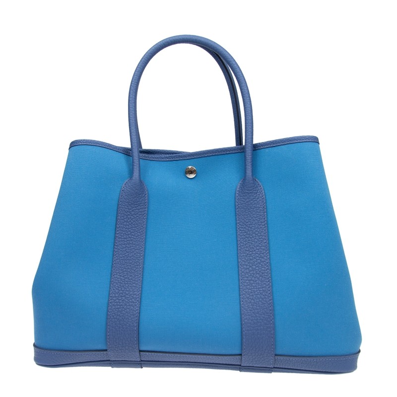 NEW HERMES HANDBAGS GARDEN PARTY 36 7R/7E HANDBAG AZUR/BLEU