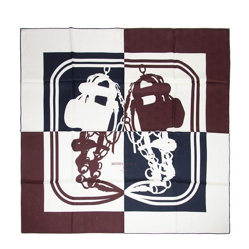 NEW HERMES SCARFS BRIDES DE GALA 90CM SILK BLUE/WHITE