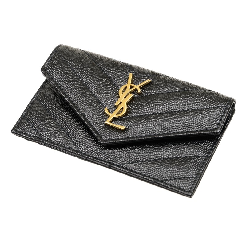 【Saint Laurent】monogram flap card wallet/612808 BOW01 1000 CASSANDRE MATELASSÉ FRAGMENTS FLAP CARD CASE IN GRAIN DE