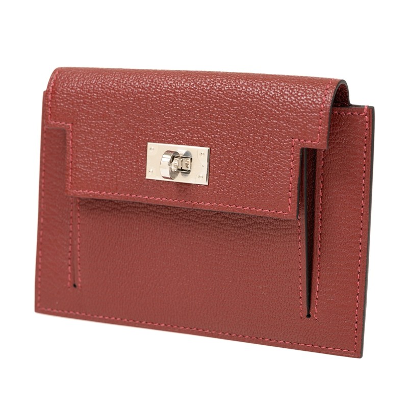 HERMES エルメス 財布 KELLY POCKET COMPACT 55 ROUGE H CHEVRE SS