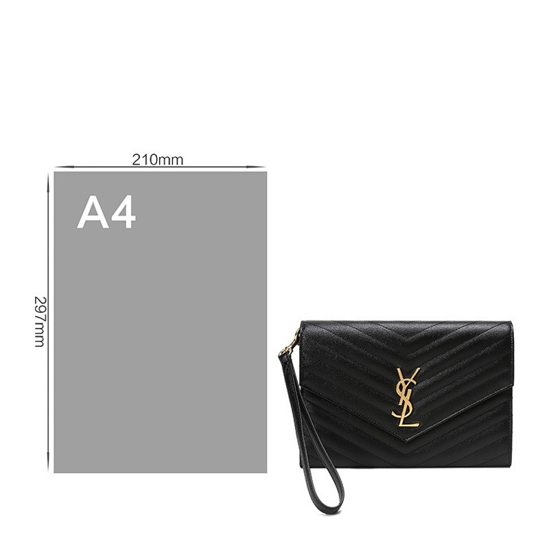 SAINT LAURENT PARIS｜CLUTCHES (617662 BOW01 1000) CASSANDRE MATELASSÉ FLAP POUCH in grain de poudre leather