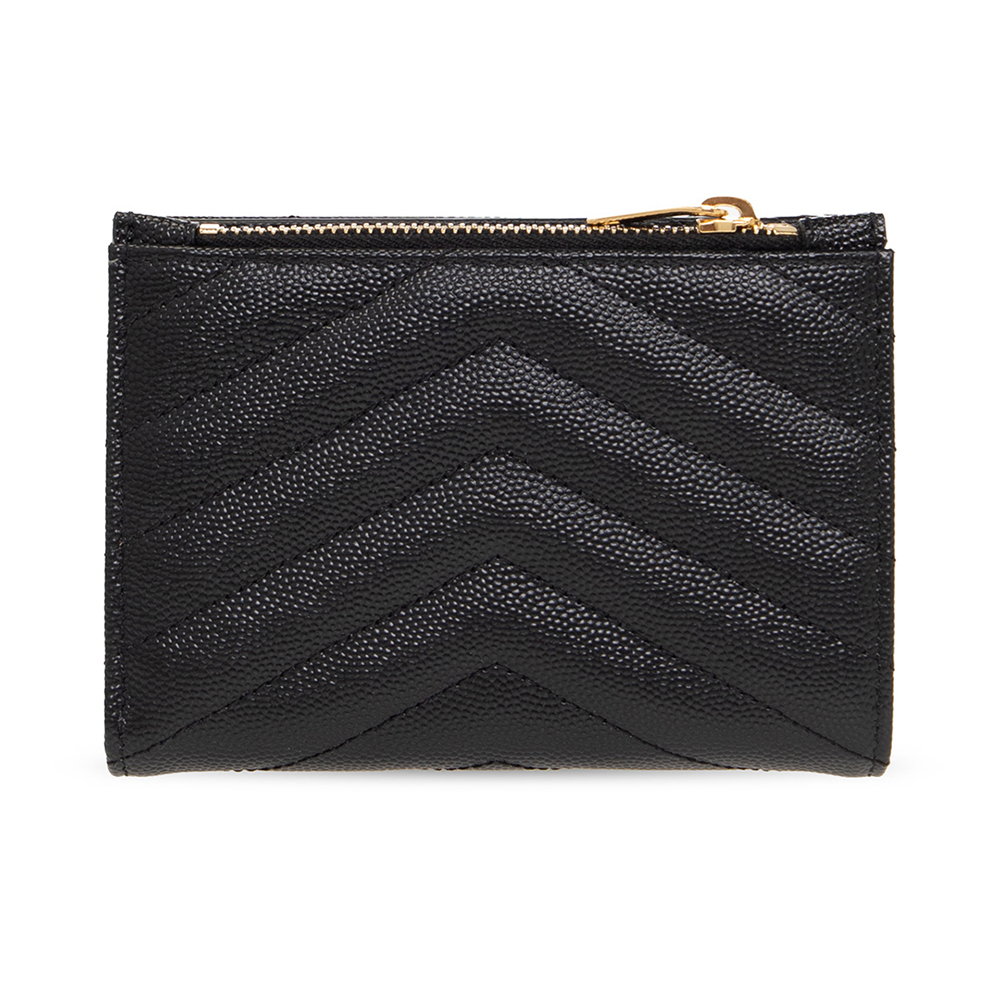 【Saint Laurent】monogram flap card wallet/612808 BOW01 1000 CASSANDRE MATELASSÉ FRAGMENTS FLAP CARD CASE IN GRAIN DE