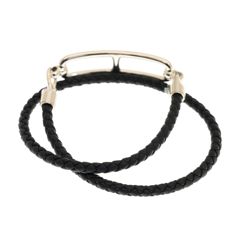 NEW HERMES BRACELET ROULIS DOUBLE TOUR 89/SS T2 LEATHER BLACK