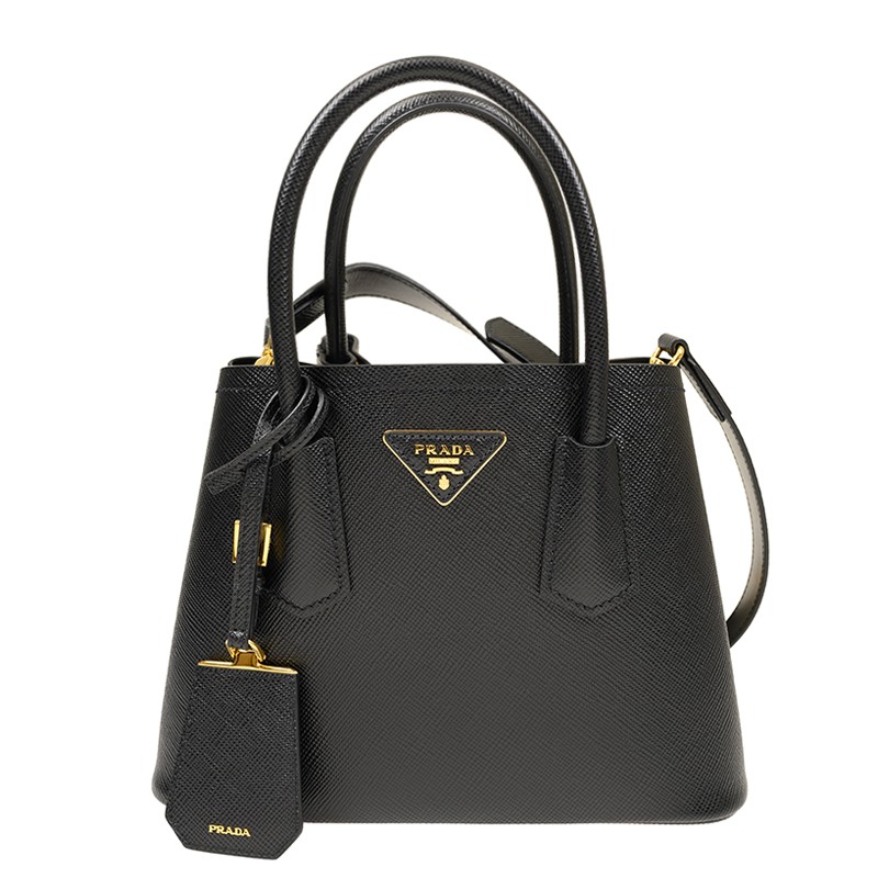 PRADA｜ (1BG443 XOG 2A4A F0002) Black Small Prada Double Saffiano leather bag | PRADA