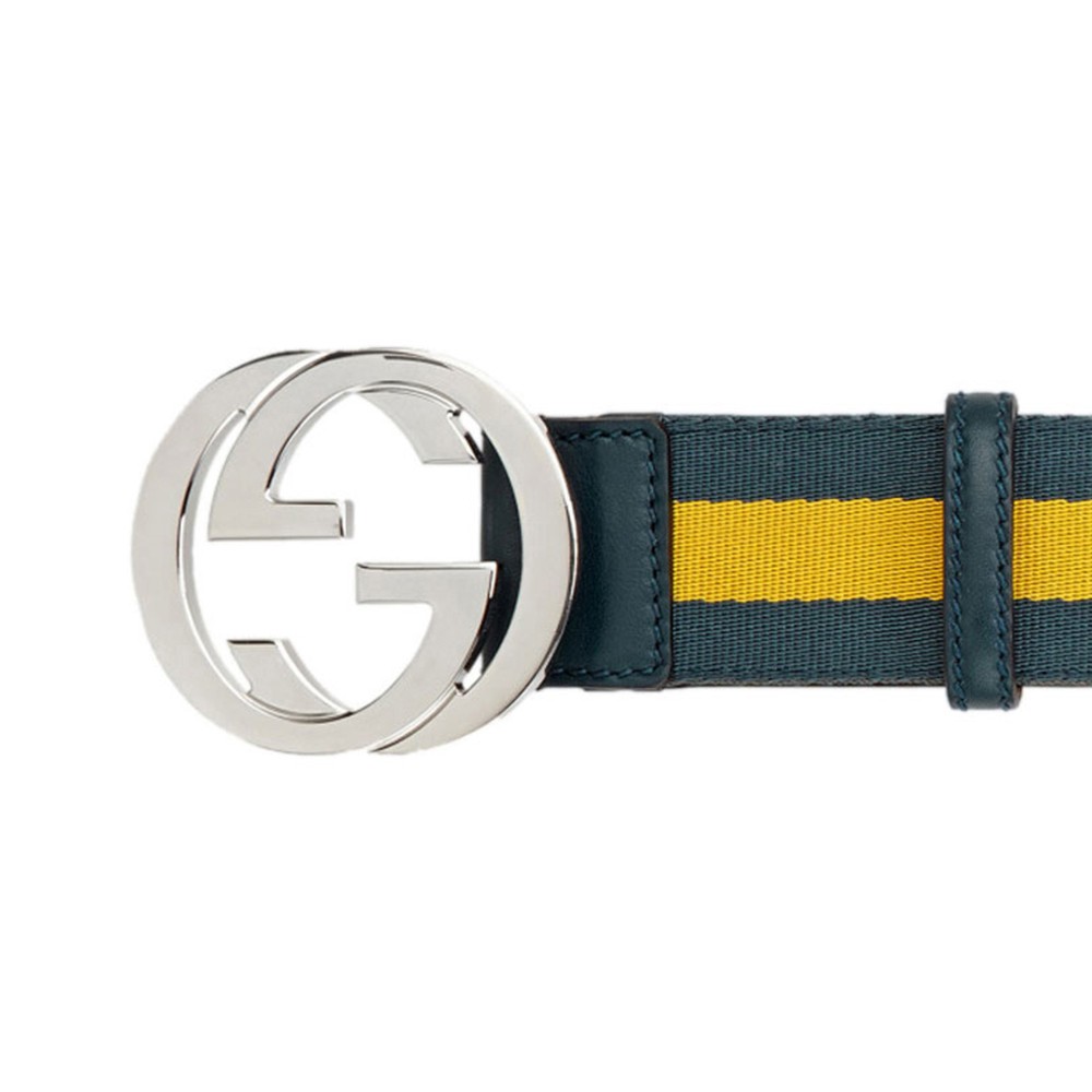全新GUCCI 古馳皮帶114984 H90WN 4469 帆布/皮革100CM