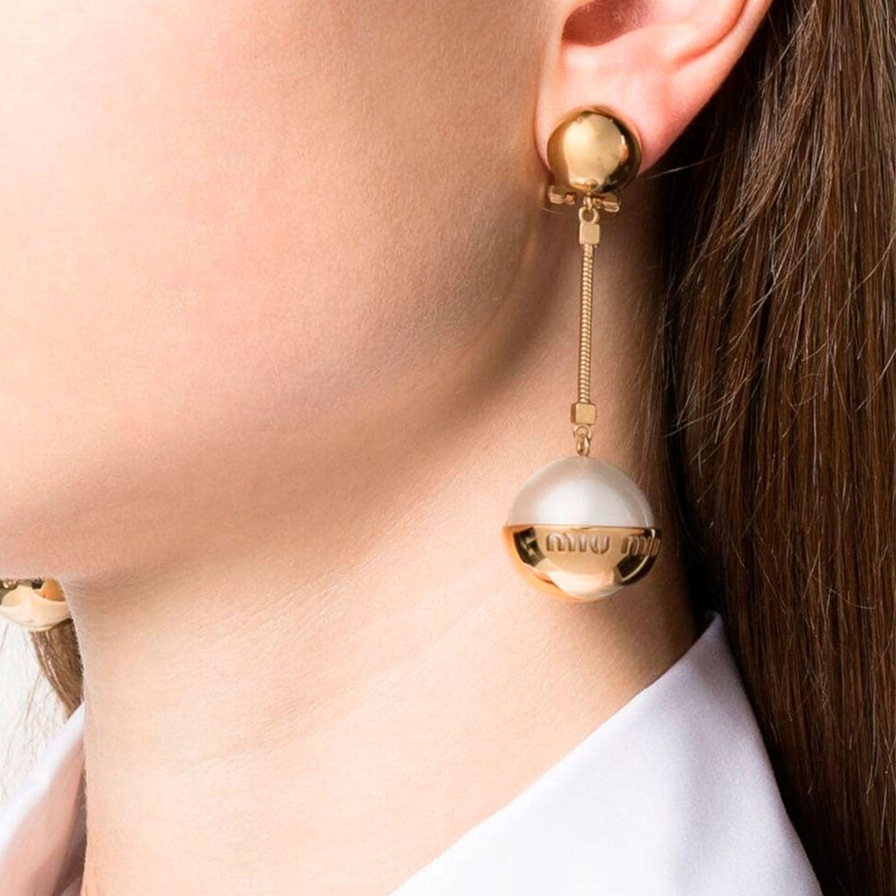 NEW MIU MIU EARRING 5JO908 2F6X F0SAJ METAL GOLD