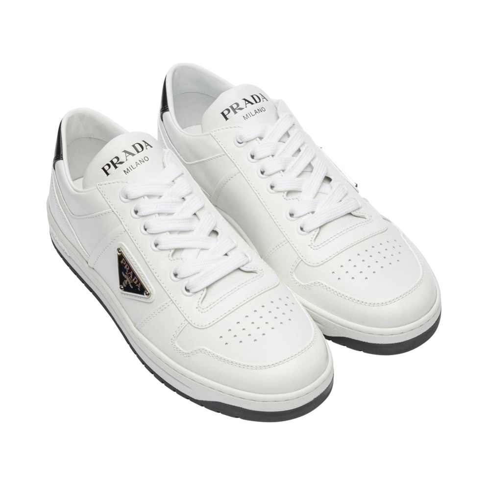 PRADA｜SNEAKERS (1E792M 3LJ6 F0964) White/Black Downtown perforated leather sneakers | PRADA