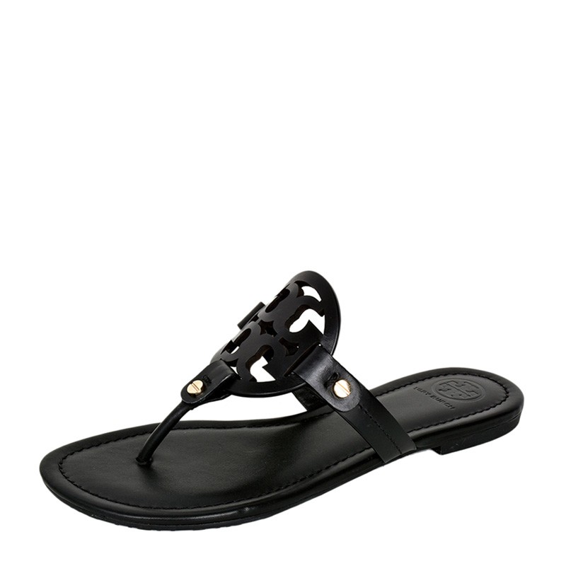 TORY BURCH ミラサンタル 50008694 001 NEW TORY BURCH SLIPPERS 50008694 001 LEATHER BLACK 36YARD