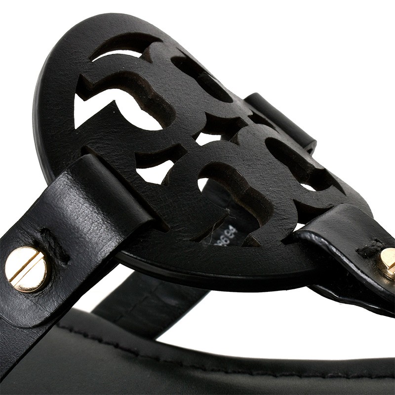 TORY BURCH ミラサンタル 50008694 001 NEW TORY BURCH SLIPPERS 50008694 001 LEATHER BLACK 36YARD