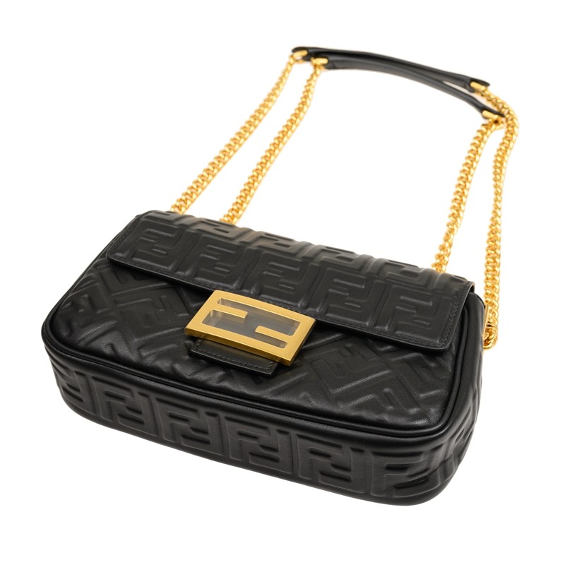 FENDI｜SHOULDER BAGS (8BR793 AH9C F1K37) Fendi Motif Napa Leather Baguette Chain Shoulder Bag 8BR793