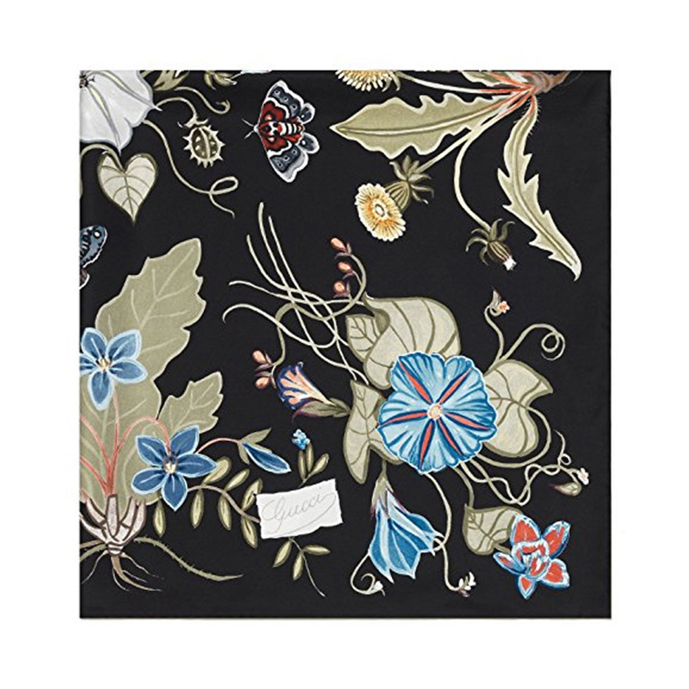 NEW GUCCI SCARFS 371443 3G001 1000 SILK BLACK
