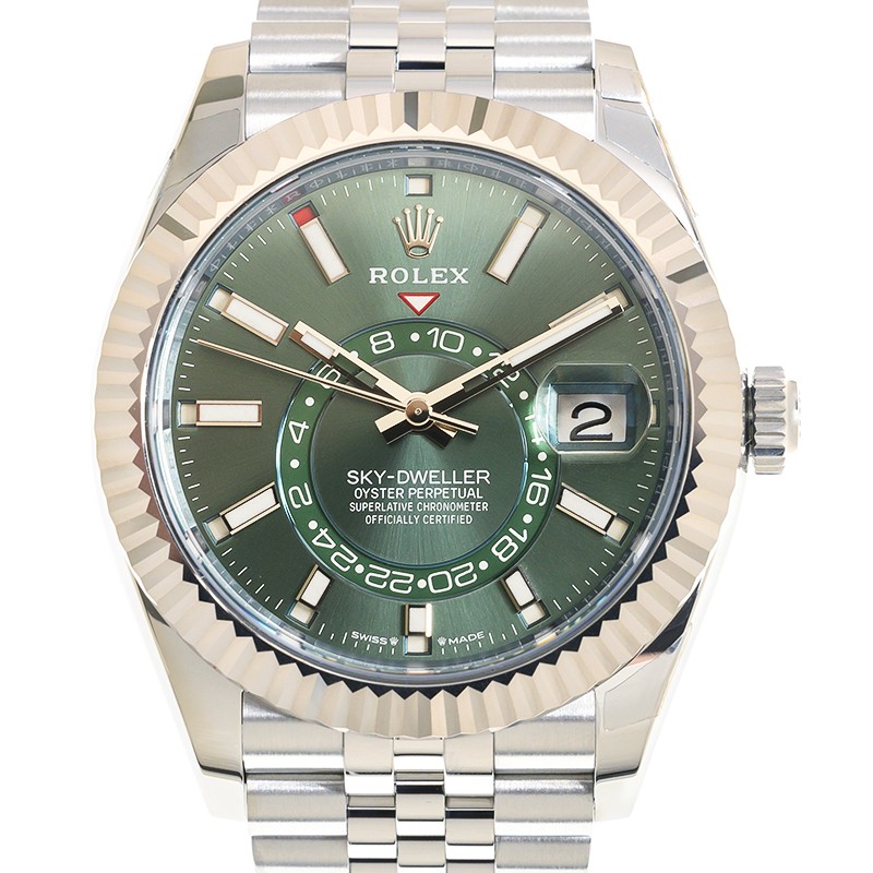 全新ROLEX 勞力士天行者縱航者型SKY-DWELLER 亮綠色錶面336934-0002 天