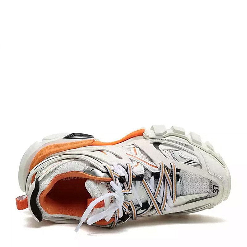 NEW BALENCIAGA SHOES 542436 W1GB1 9059 FABRIC WHITE / ORANGE