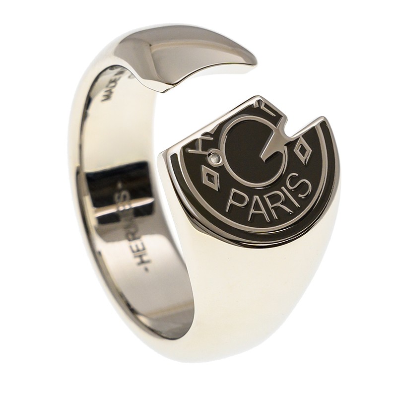 NEW HERMES CARROUSEL RING 92/SS (SIZE:62) METAL SILVER