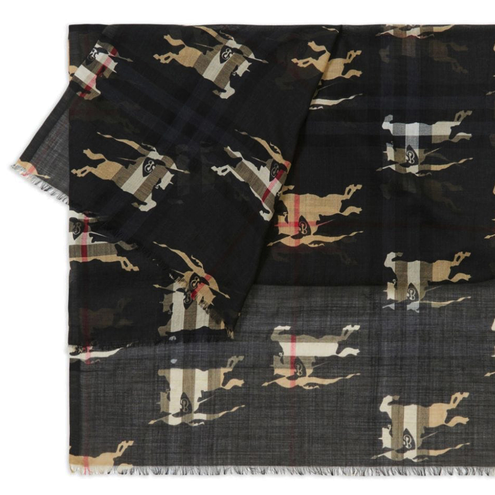 NEW BURBERRY SCARFS 8071046 WOOL & SILK BLACK