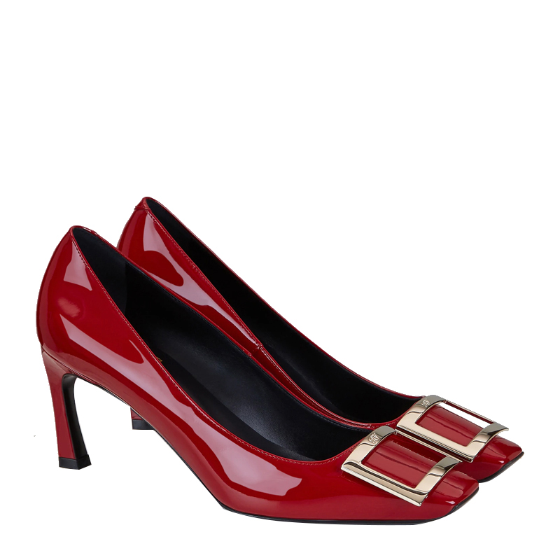 NEW ROGER VIVIER PUMPS RVW40015280 D1P R406 LEATHER RED 38YARD