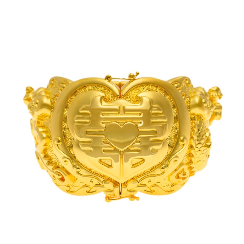全新婚嫁系列金飾5D龍鳳鈪(一對)999足金金色