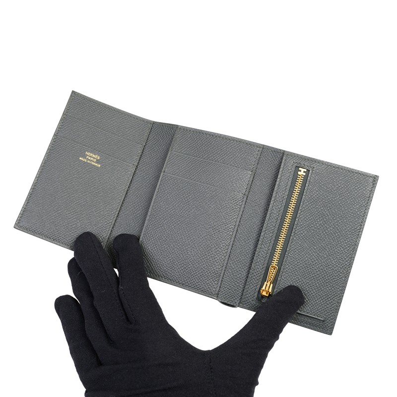 NEW HERMES WALLETS BEARN COMBINE WALLET Q0 VERT MANGROVE